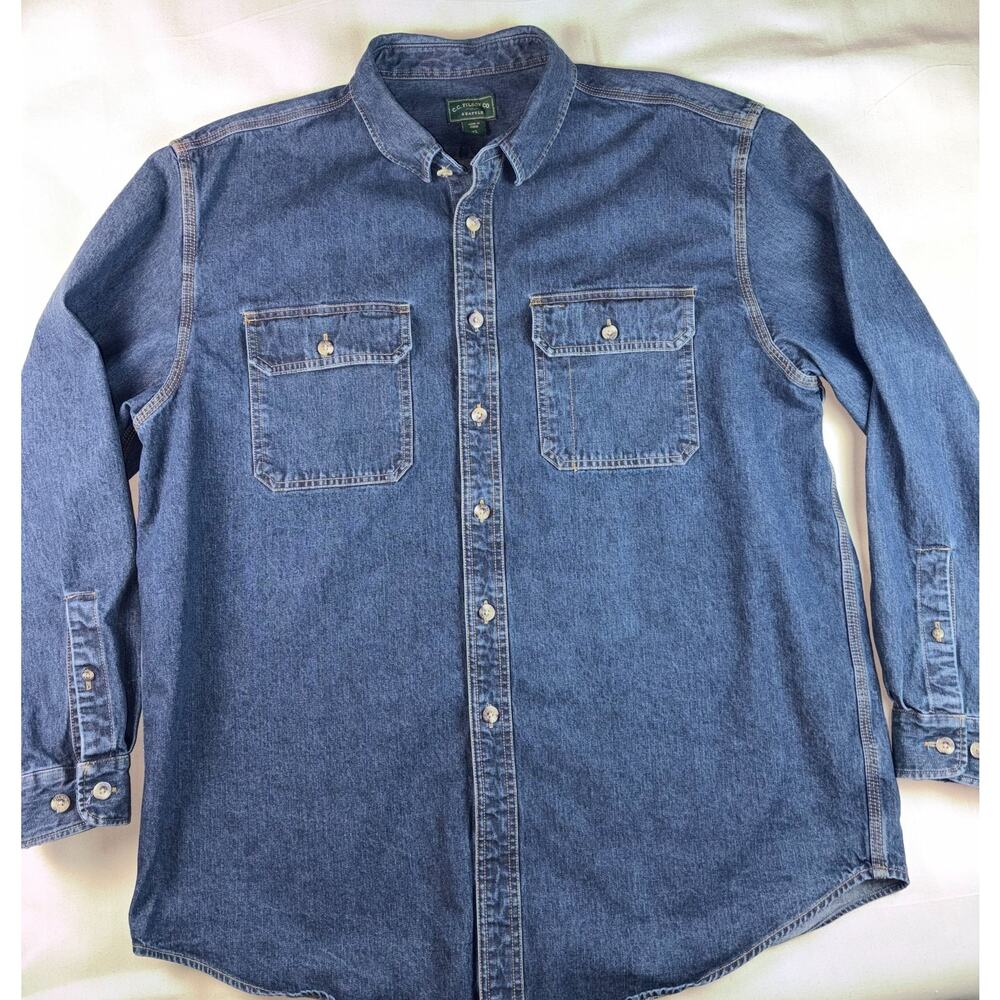 Filson Co Denim Shirt Mens XL Blue Heavyweight Work Button Up